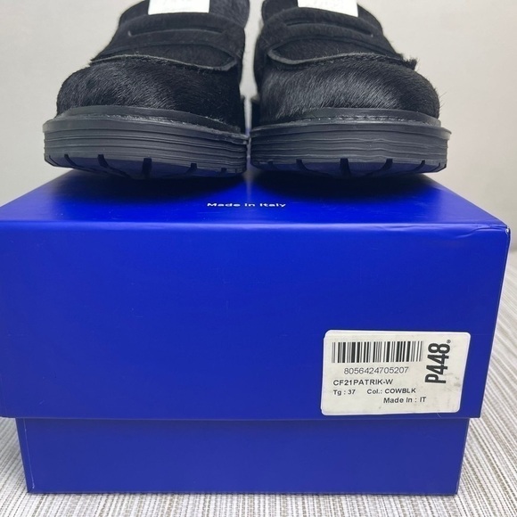 P448 Patrick Black Cow Hair Loafers Size 37 - Picture 3 of 4